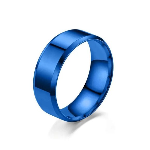 Blue Stainless Steel Wedding anniversary Band Size 10 NIP - Picture 1 of 1